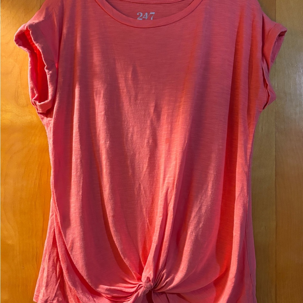 Maurices Bright Coral Short Sleeve Top